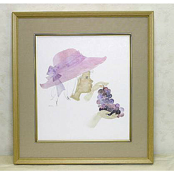 楽天市場】絵画 いわさきちひろ ぶどうを持つ少女 額 児童画 色紙 送料