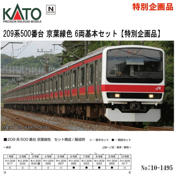 楽天市場】KATO 10-1495 209系 500番台 京葉線色 6両基本セット 【特別