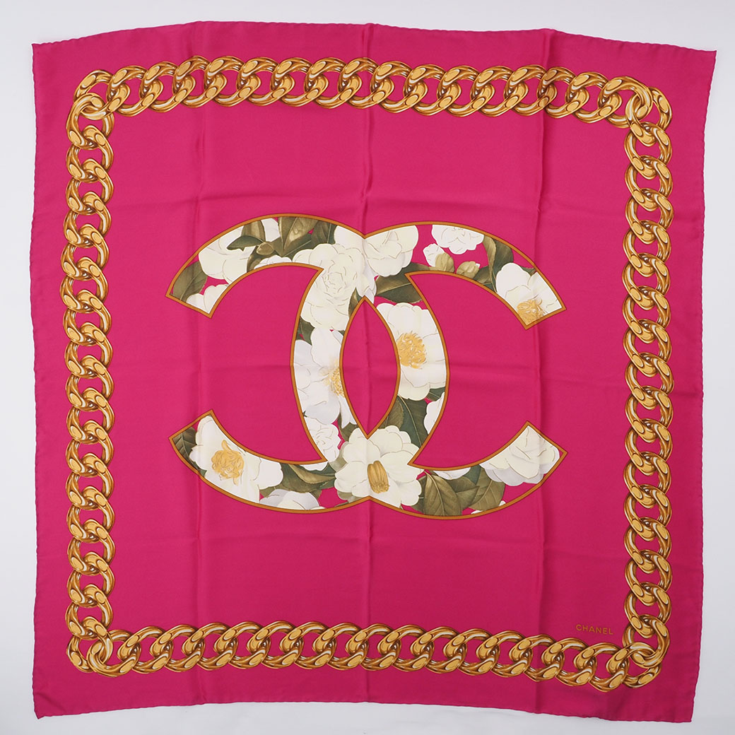 楽天市場】シャネル CHANEL スカーフ カメリア ココ チェーン ピンク
