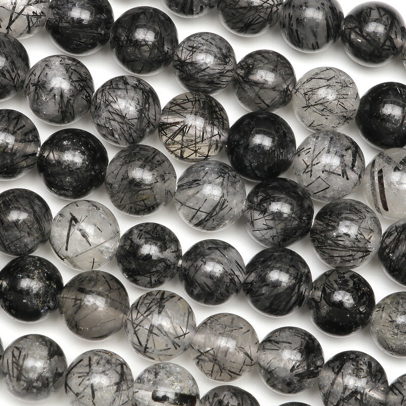 楽天市場】ブラックトルマリンクォーツ 丸玉 6mm【1連販売