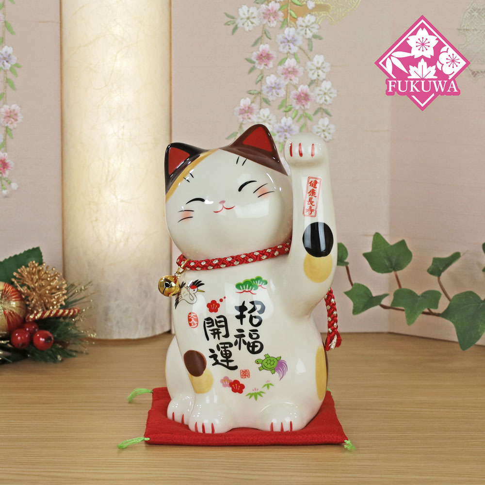楽天市場】猫 置物 開運 縁起物 薬師窯(彩絵 金運 来福 三毛猫 招き猫