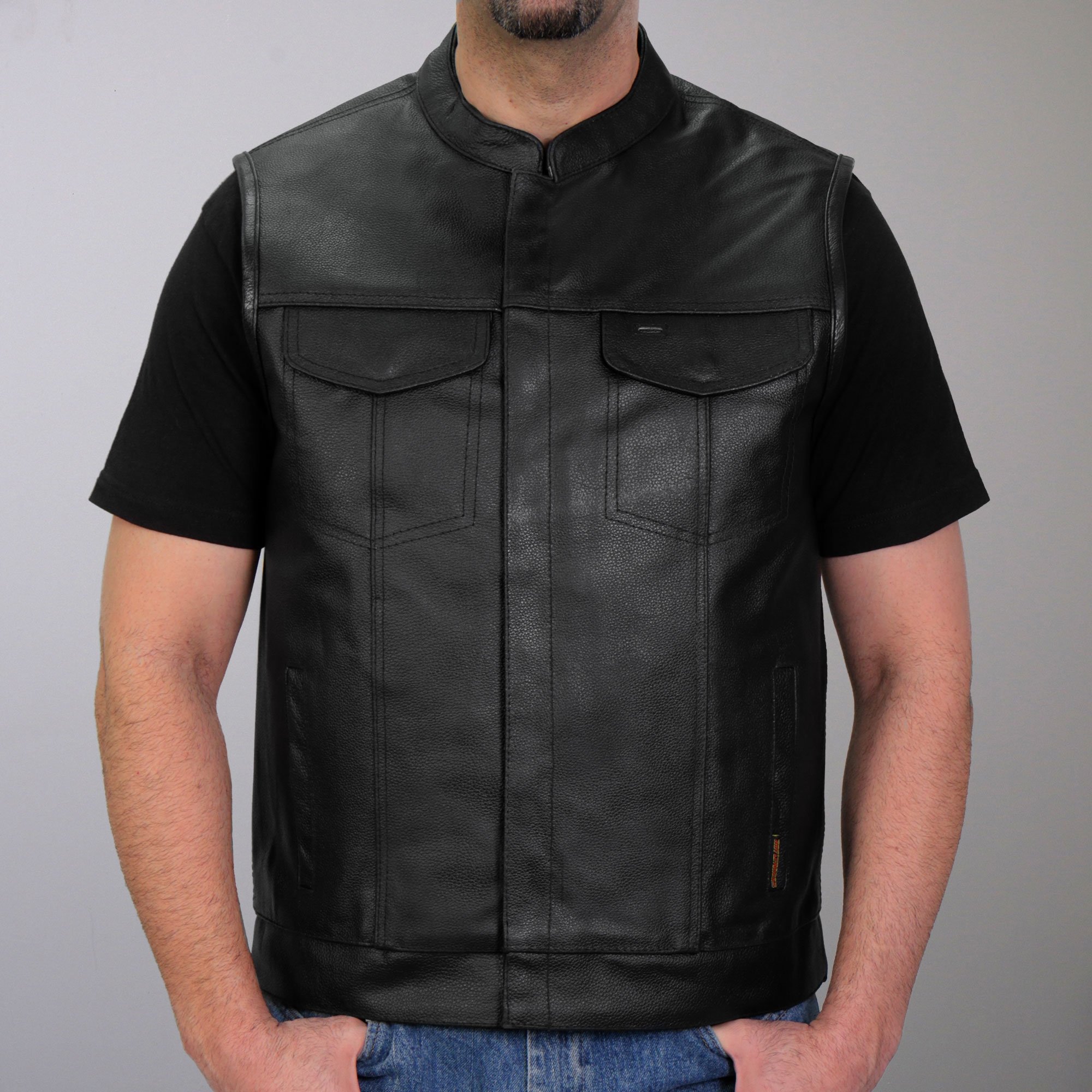 楽天市場】Hot Leathers バイク レザーベスト 本革 牛革 [Zip and Snap