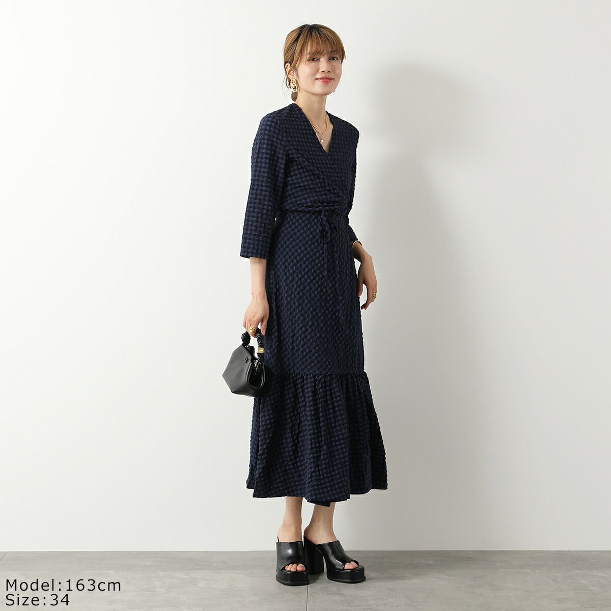 楽天市場】GANNI ガニー ワンピース Stretch Seersucker Gathered Midi