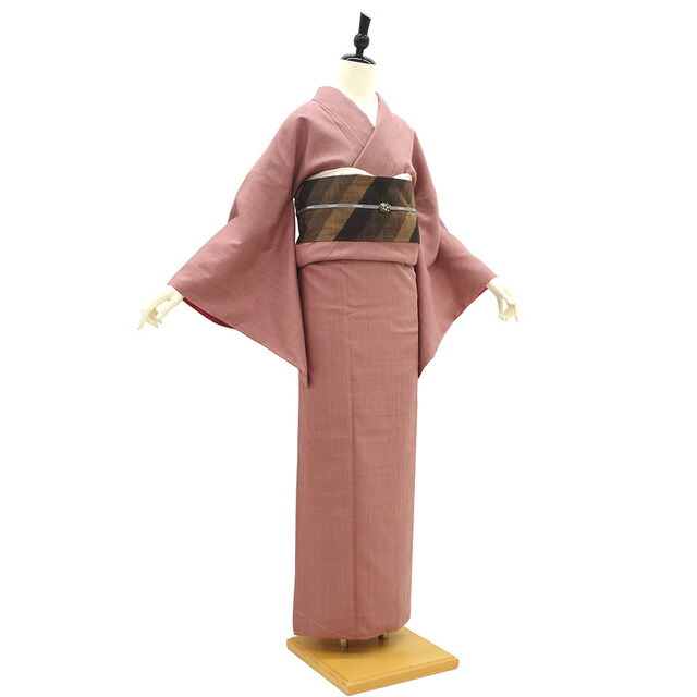 楽天市場】【新古品】 本場結城紬 着物 未使用 正絹 高機 濃退紅色