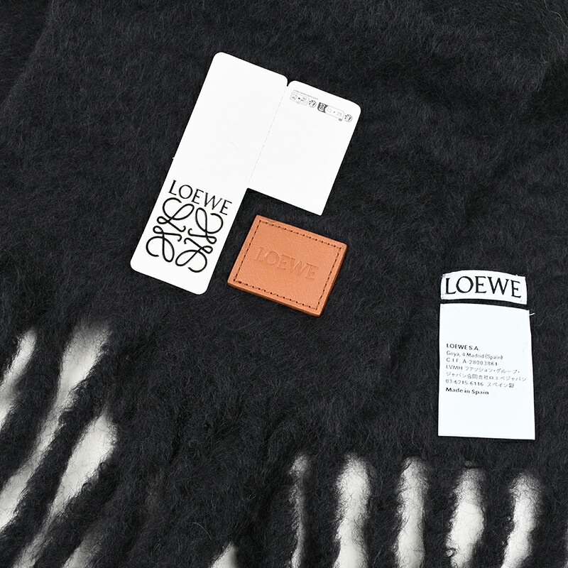 楽天市場】LOEWE ロエベ ブラック ロゴウールモヘアマフラー
