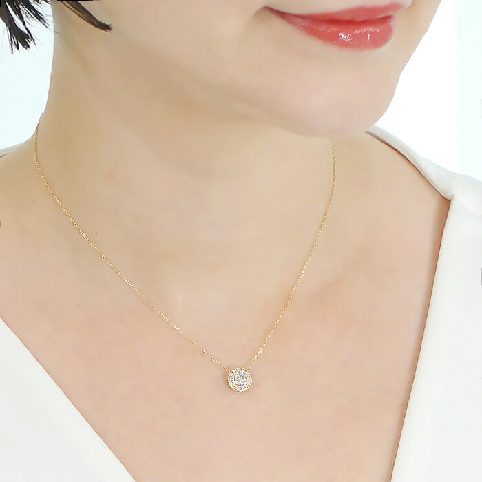楽天市場】K18YG【0.4ct】サークルモチーフ ダイヤモンド ネックレス