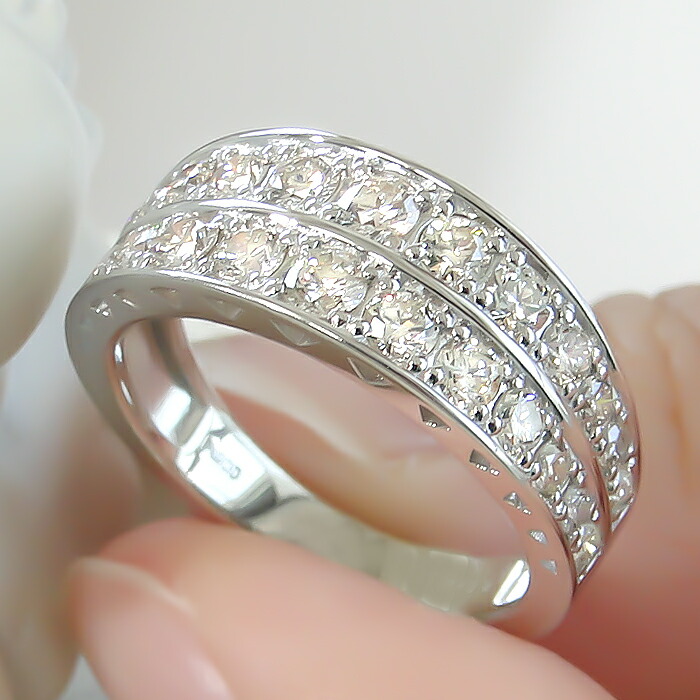 楽天市場】pt900【1.0ct】ダイヤモンド 2連 エタニティリング送料無料