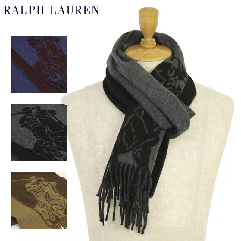 楽天市場】POLO Ralph Lauren Double-Faced BIG PONY Scarf Black