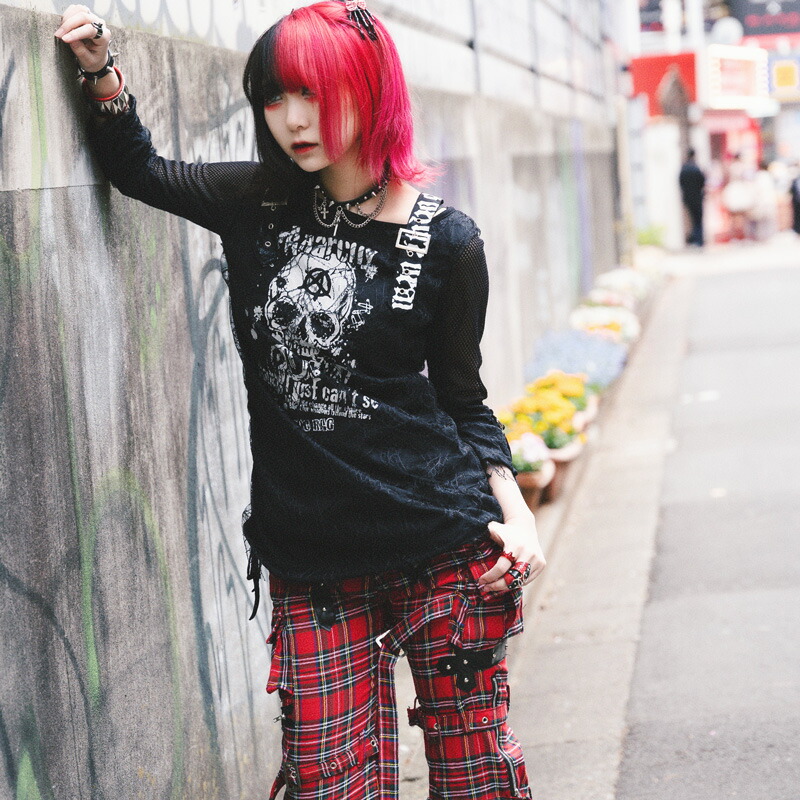 楽天市場】ガーゼロングTシャツ パンク ロック ファッション V系
