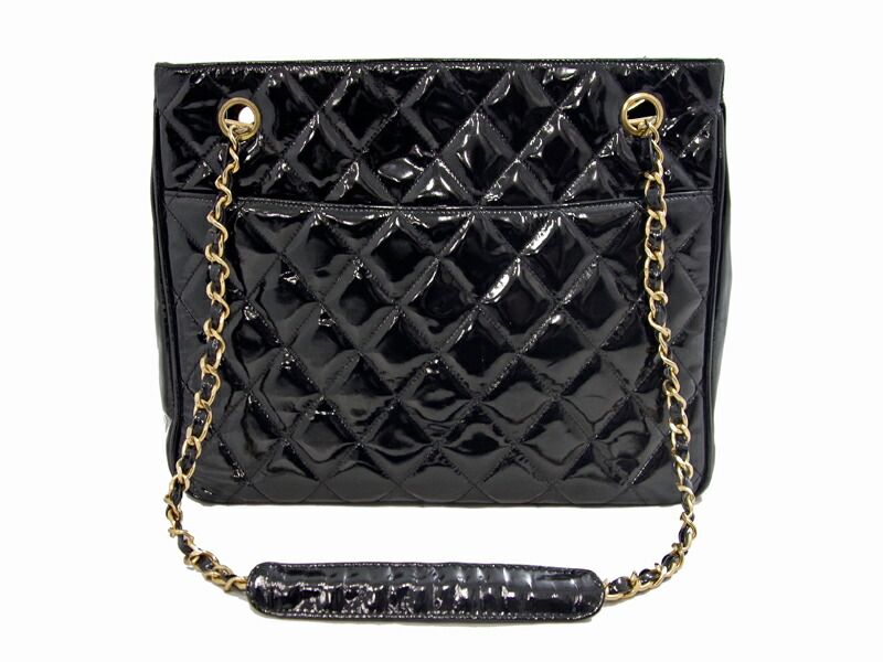 ヴィンテージ CHANEL パーティーバッグ エナメル ブラック
