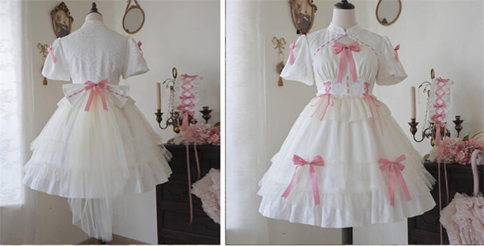 楽天市場】中華ロリータ ワンピース ドレス 半袖 メイド服 ゴスロリ