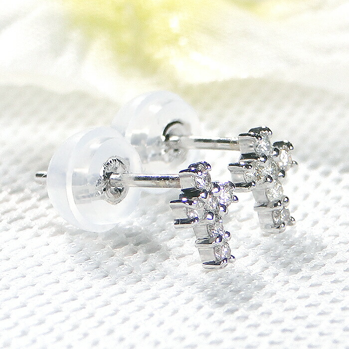 楽天市場】Pt900【0.08ct】クロス ダイヤモンド ピアス18金 ダイヤ