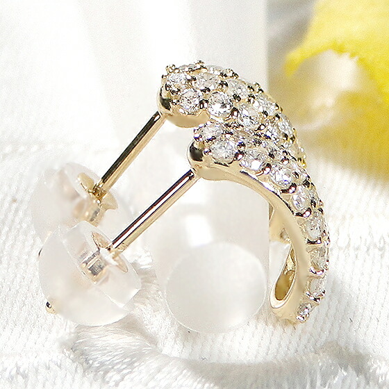 楽天市場】K18YG/WG パヴェ ダイヤモンド ピアス【0.60ct】【送料無料