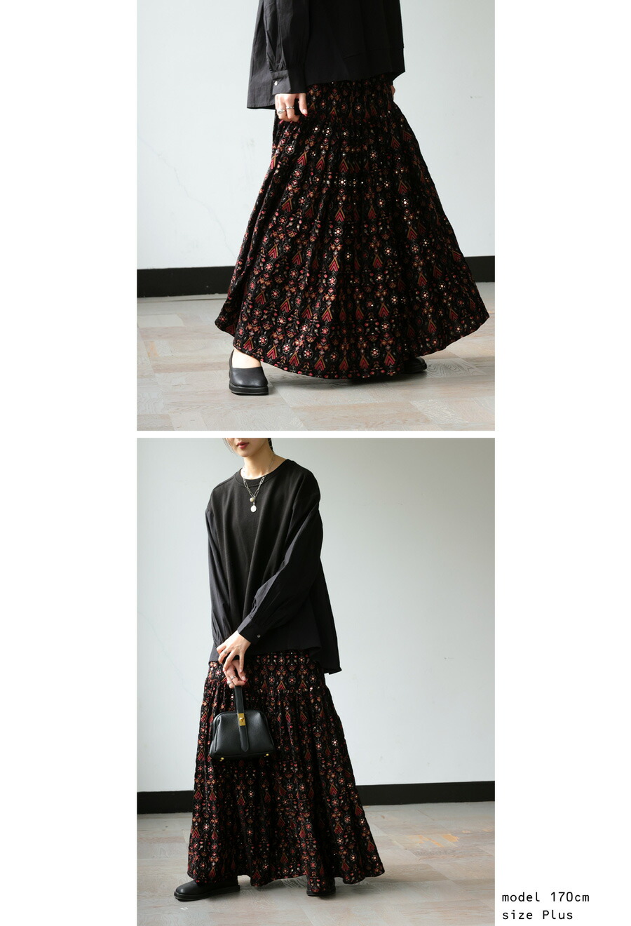 楽天市場】刺繍ベロアスカート スカート ボトムス ロング 送料無料