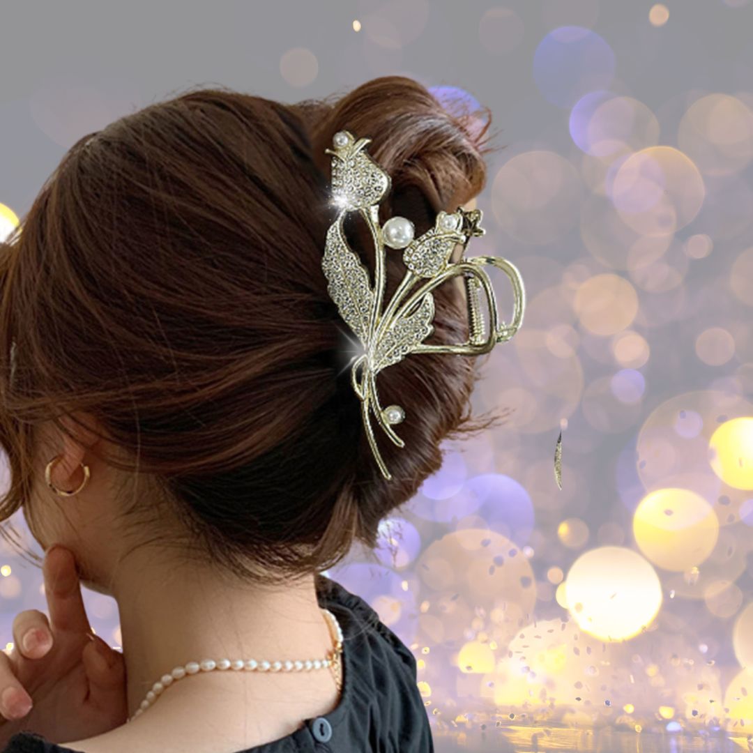 楽天市場】豪華なラインストーンの花をデザインしたヘアクリップ