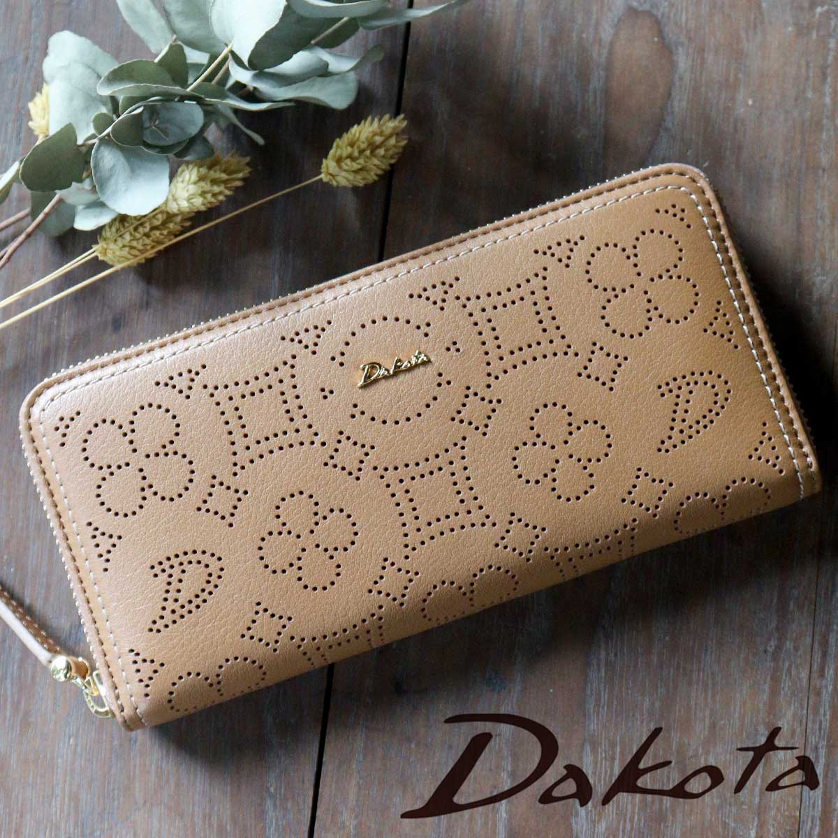 Dakota パンチングデザイン 長財布 イエロー Dakota パンチング