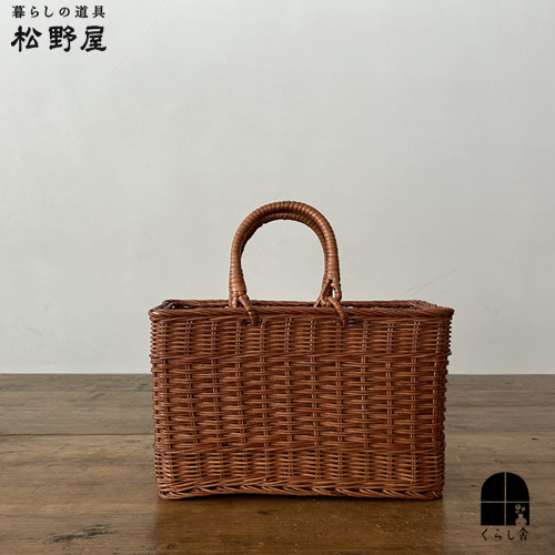 楽天市場】松野屋 藤2本手スクエアバスケット ラタン かご かごバッグ