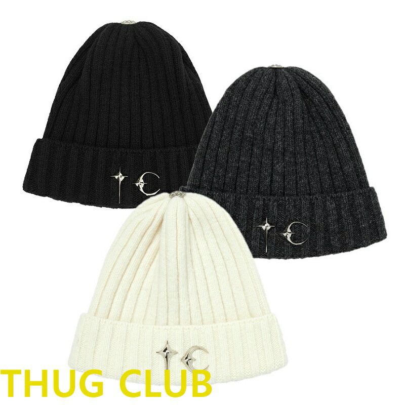 Thug club サグクラブ ニット帽 ダークグレー （汚れ、毛玉なし） Thug