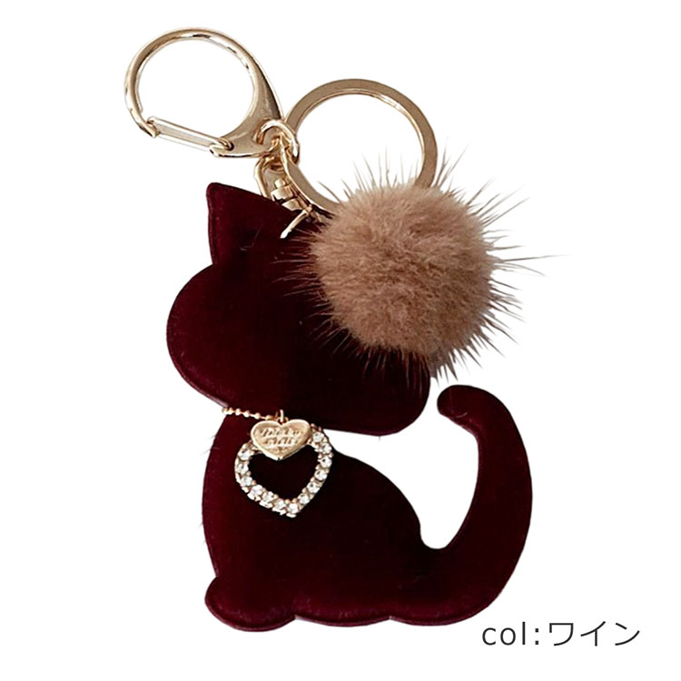 楽天市場】可愛いミンクファーチャーム 猫 ねこキーホルダー ハラコ調