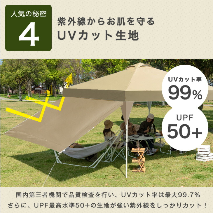 楽天市場】タープテント 2m 単品 サイドシート1枚 2枚 1年保証