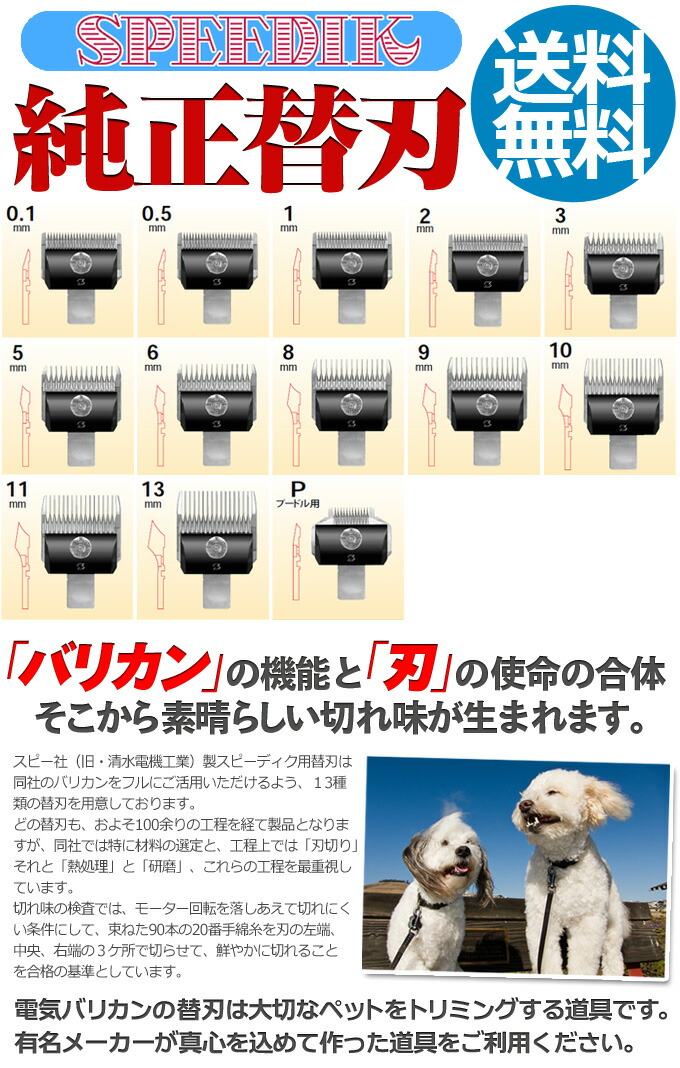 楽天市場】定形外送料無料 スピーディク バリカン用替刃 2mm