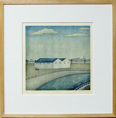 楽天市場】鈴木敦子 額付き木版画 『川沿い』 : ベルセーブ