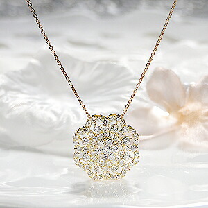 楽天市場】K18 WG/YG/PG【1.0ct】フラワー ダイヤモンド ペンダント