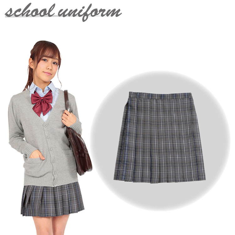 楽天市場】【高校 制服 通学】TE-17SS スカート グレー/ネイビー 【M/L