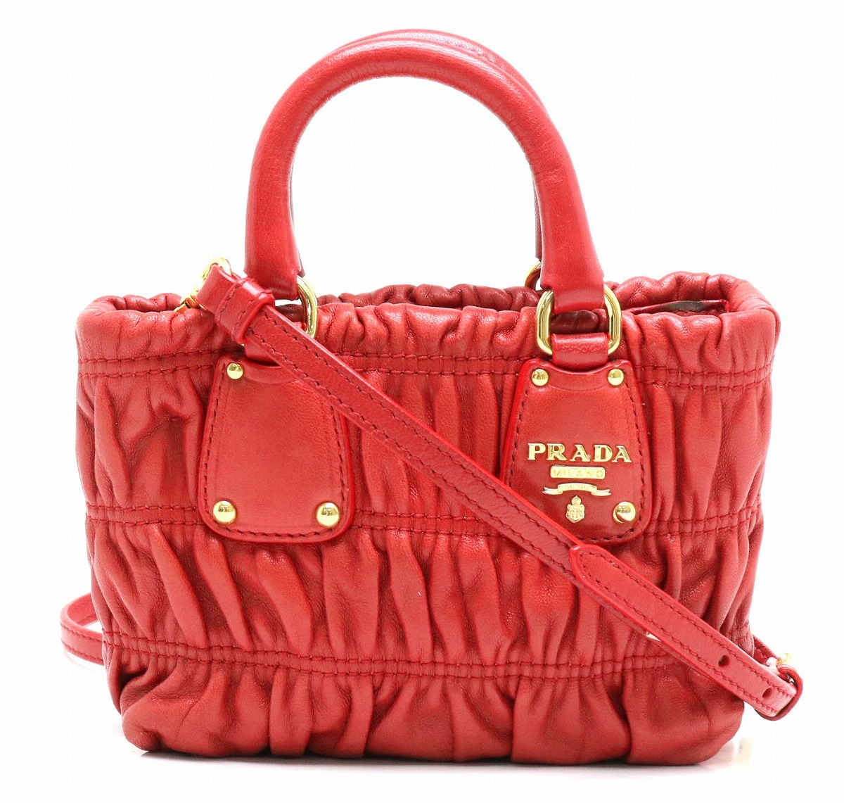 楽天市場】【バッグ】PRADA プラダ ギャザー ミニハンドバッグ