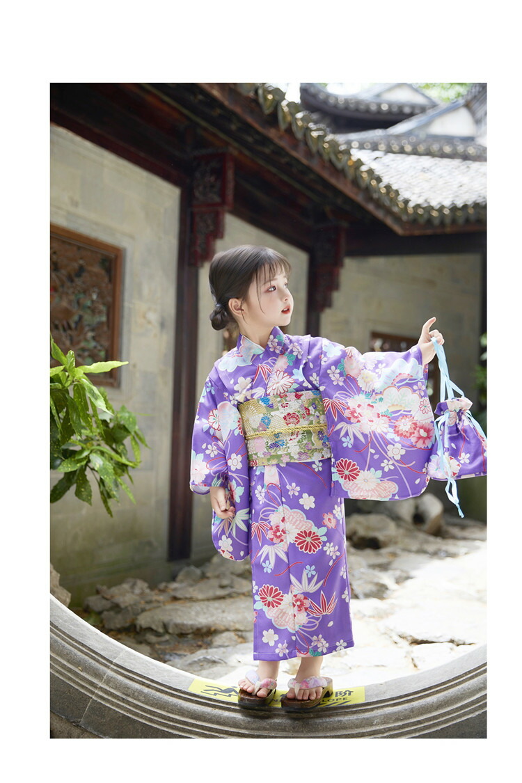 楽天市場】パープル 夏着物 和服 子供服 女の子 浴衣 セット キッズ 紫