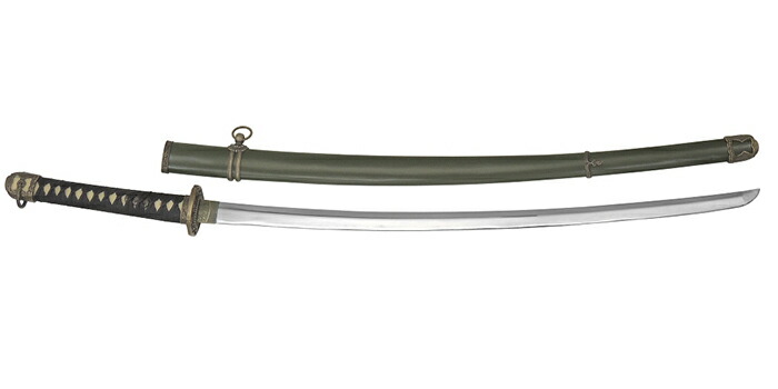 楽天市場】模造刀 軍刀 GN-1 陸軍大刀 黒柄 軍緑木鞘 尾形刀剣 103cm