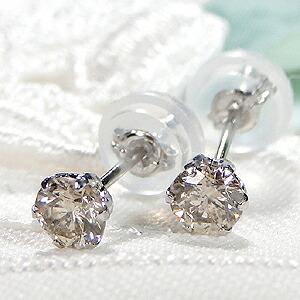 楽天市場】Pt900【0.40ct】ブラウンダイヤモンド 一粒 スタッドピアス