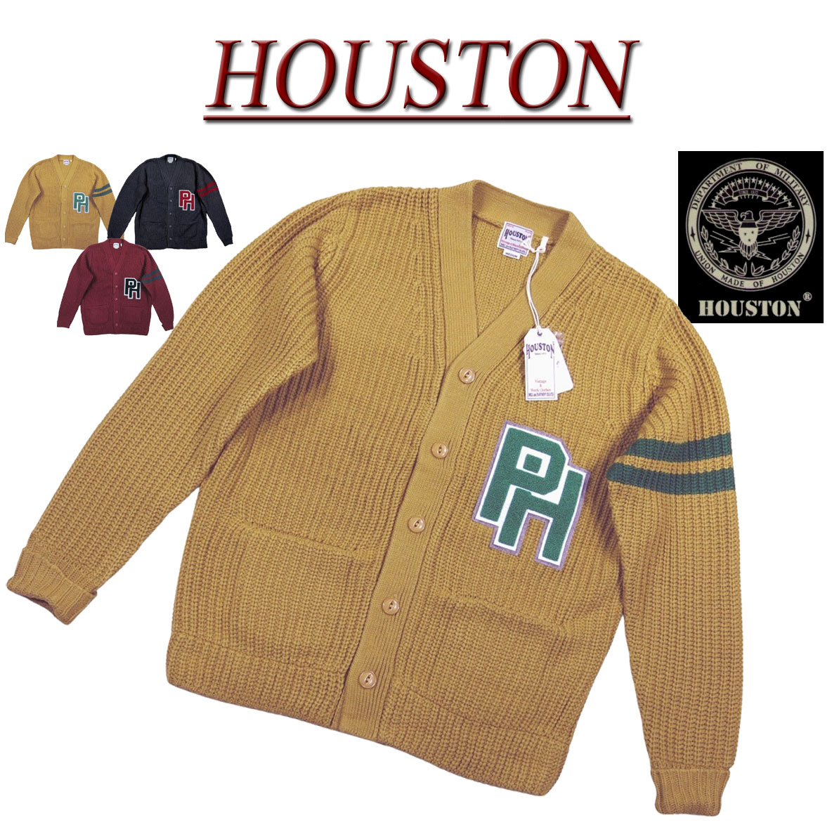 楽天市場】【3色3サイズ】 jf842 新品 HOUSTON さがら刺繍 ローゲージ