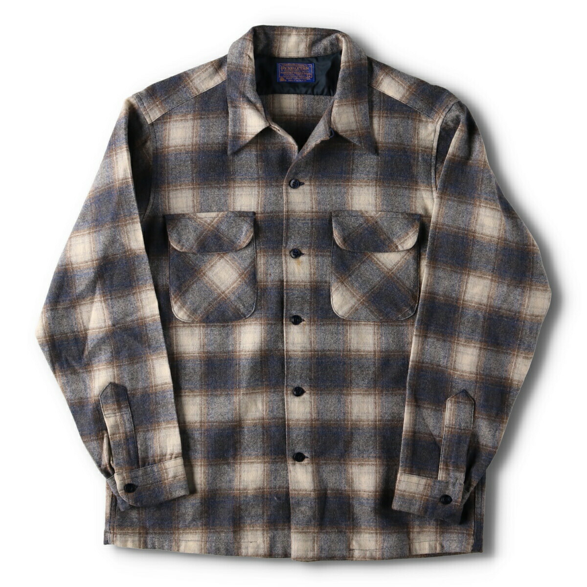 70s USA製 PENDLETON オンブレチェック柄 長袖 ネルシャツ M 70s 70