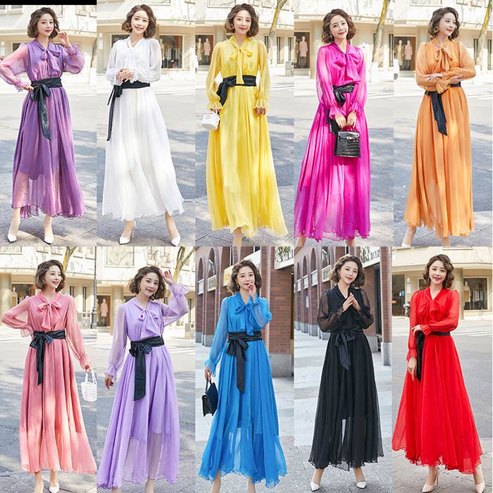楽天市場】シフォン ロングワンピース マキシワンピース レディース 夏