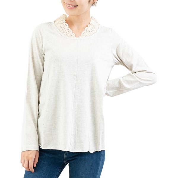 楽天市場】カットソー レディース tシャツ レース 長袖 大人 かわいい