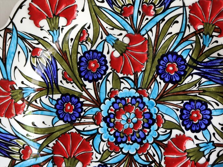 楽天市場】トルコ 手書き絵皿 直径31.5cm 飾り絵皿 チューリップと