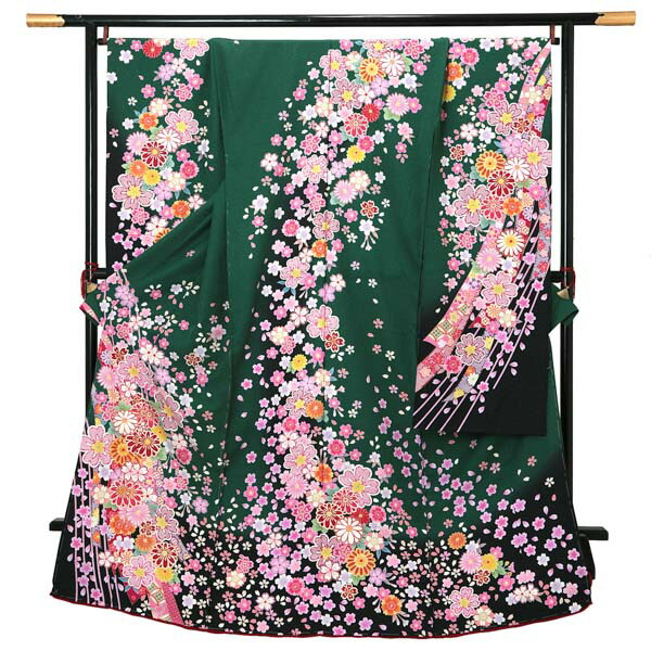 楽天市場】(卒業式応援Point10倍 3/5迄) 未仕立て 振袖 単品 「緑 桜と