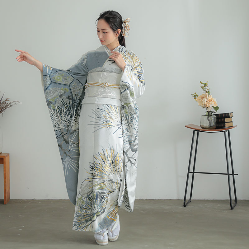 楽天市場】【振袖 レンタル】 結婚式 結納R1985 正絹 シルバーグレー