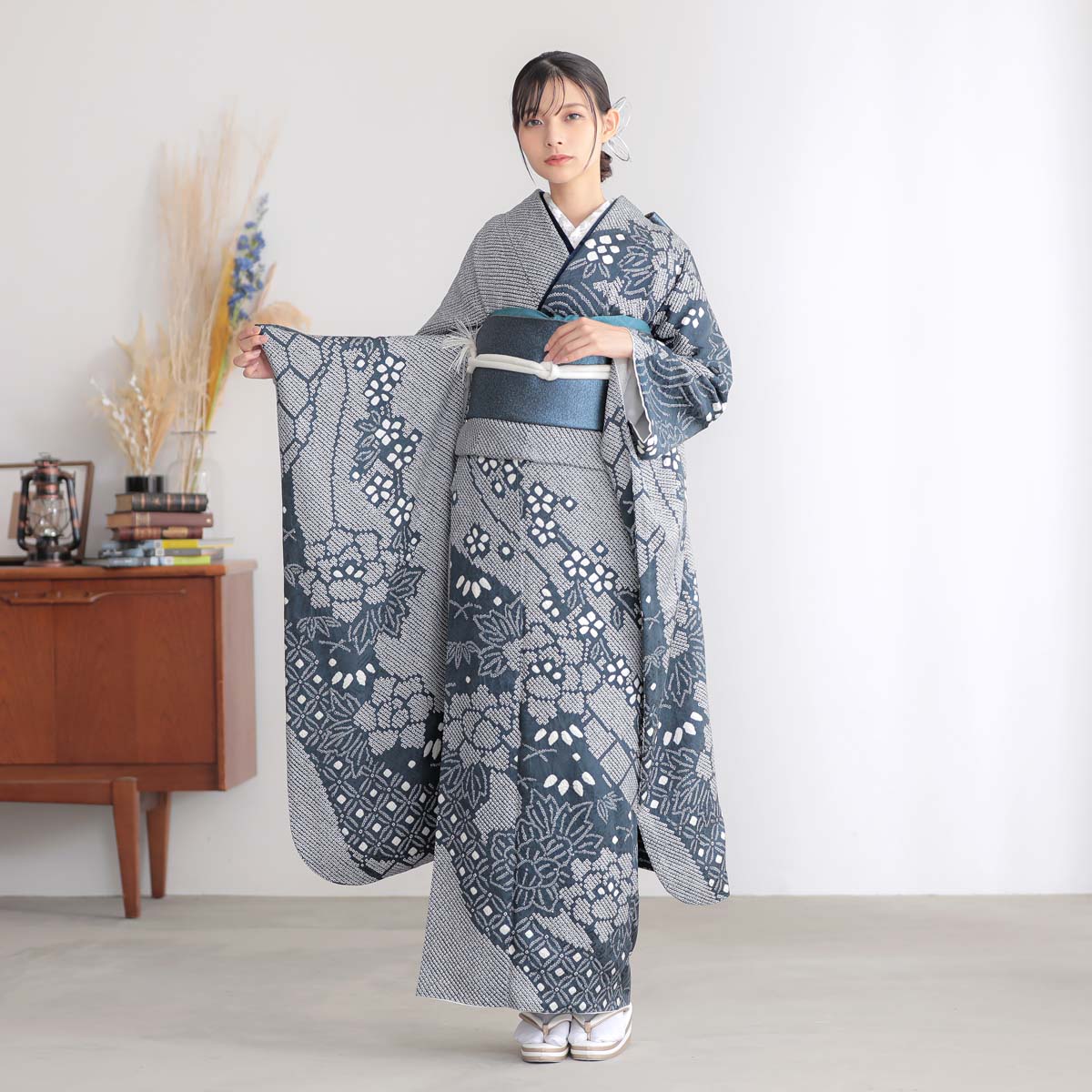 楽天市場】【振袖 レンタル】 結婚式 結納R2181 正絹 総絞り 紺ねず