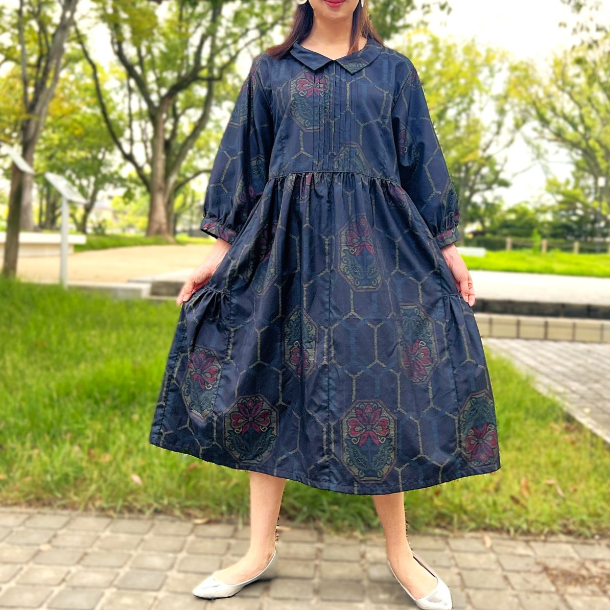 楽天市場】【大島紬リメイクワンピース】1点物創作服ミセス40代50