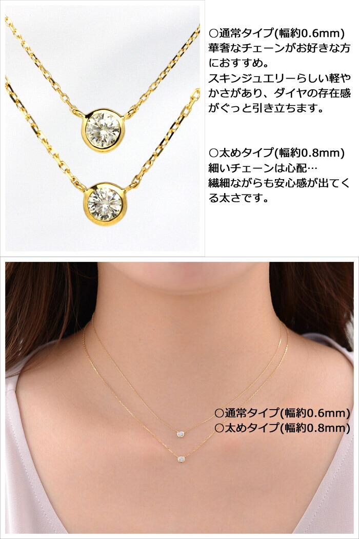 楽天市場】ネックレス ダイヤモンド 0.1ct 一粒ダイヤ K18 フクリン