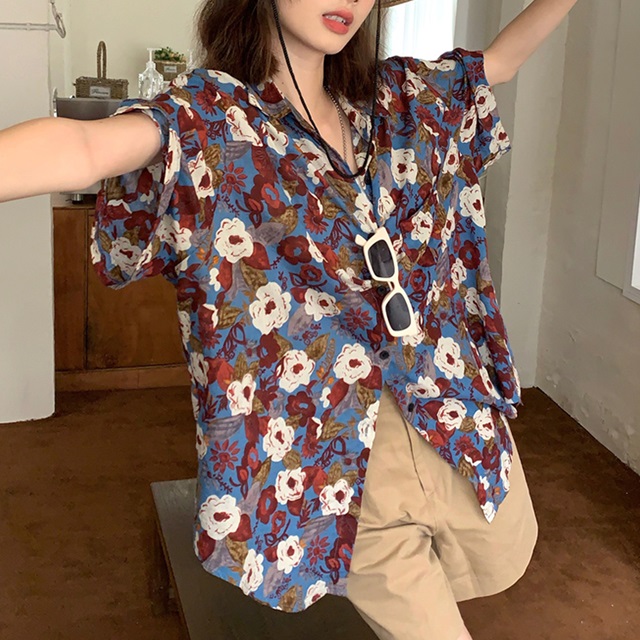 楽天市場】花柄シャツ レディース 半袖 柄 ブラウス レディース 花柄