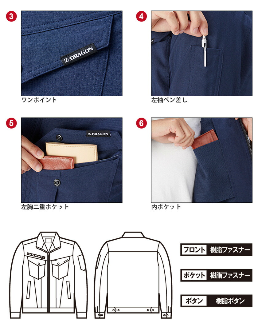 楽天市場】Z-DRAGON 製品制電ストレッチジャンパー 72900 作業服