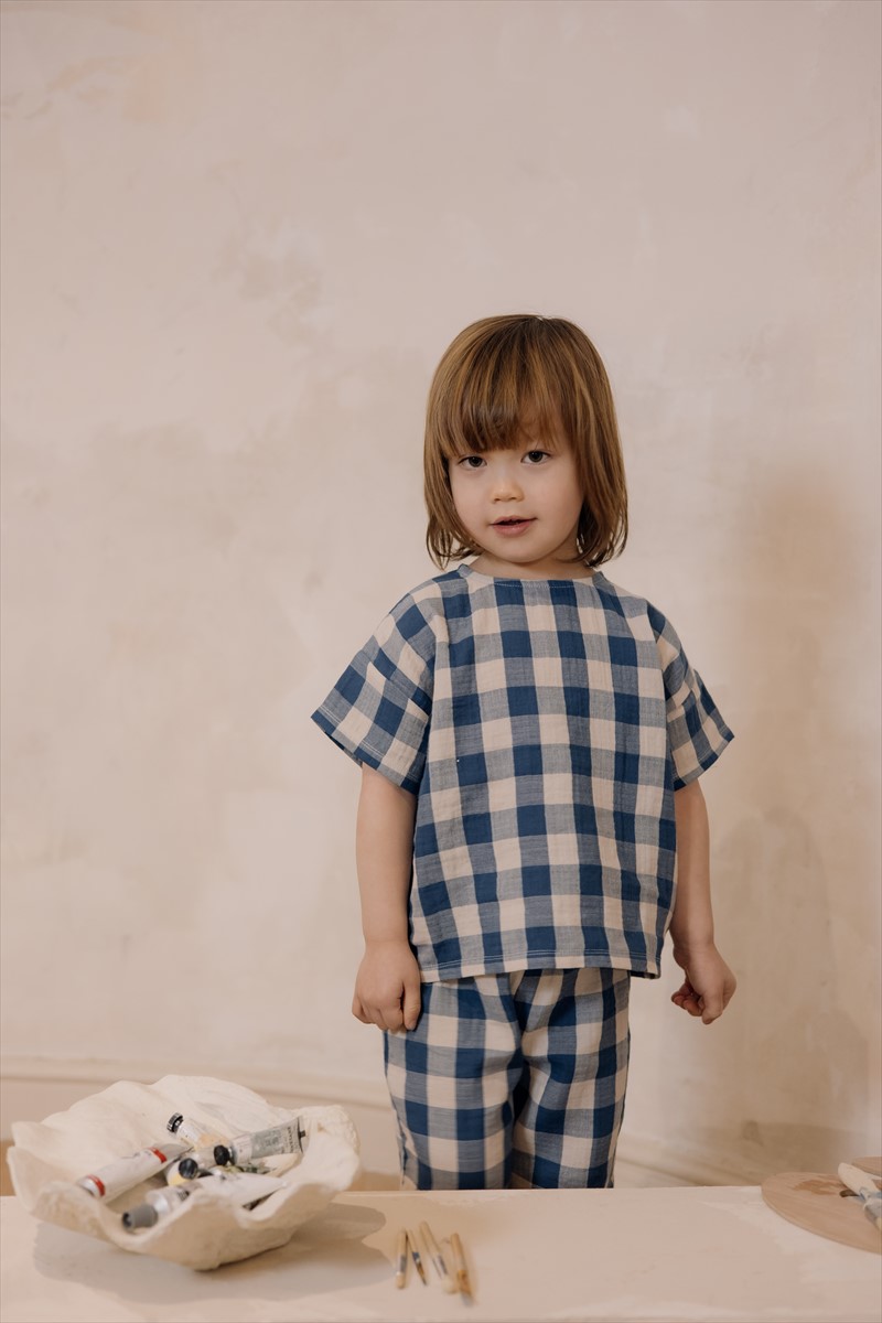 楽天市場】オーガニックズー Pottery Blue Gingham Boxy T-Shirt 0-6か