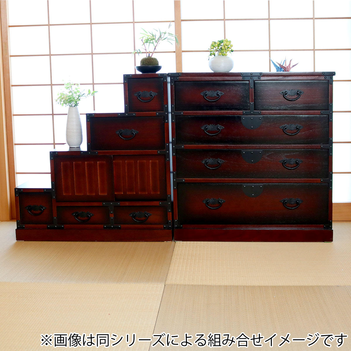 楽天市場】引出箪笥 4段 民芸調 桐製 和タンス 幅67cm （ 送料無料