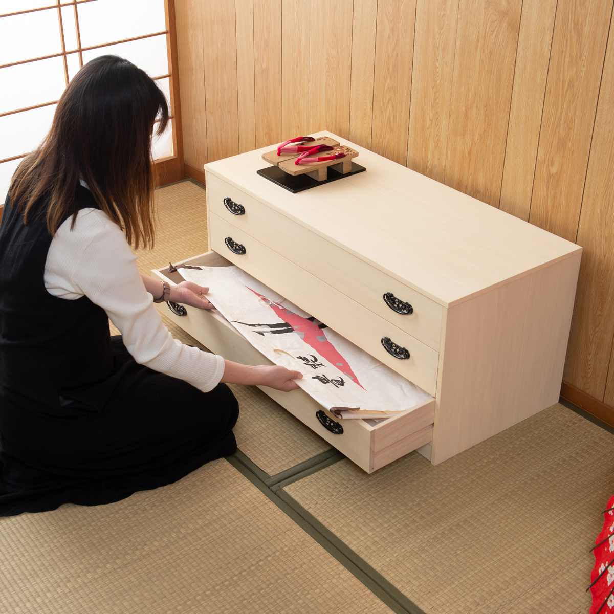 楽天市場】総桐 衣装タンス 3段 和箪笥 日本製 幅98cm （ 桐 たんす