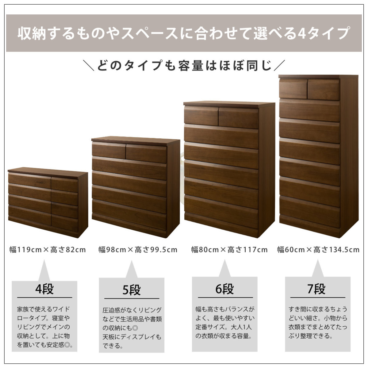 楽天市場】チェスト 4段 5段 6段 7段 桐製 洋タンス 幅60cm 幅80cm