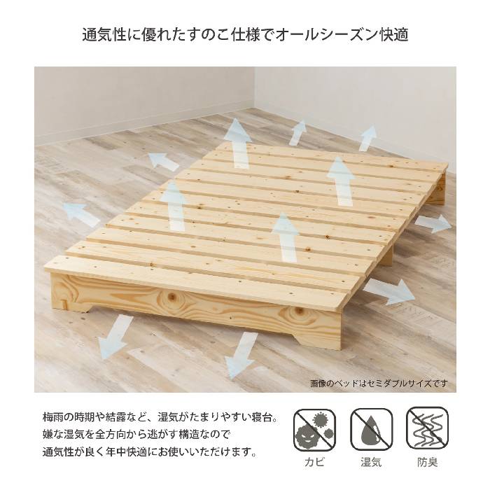 楽天市場】【最大1万円ｸｰﾎﾟﾝ3/1】 すのこベッド セミダブル 幅120cm 耐