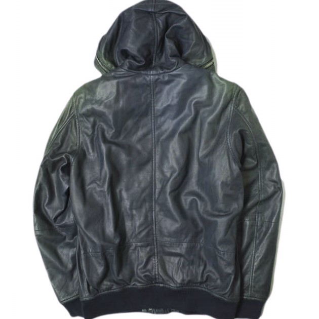 楽天市場】DIESEL ディーゼル ラムレザーパーカー S ネイビー 革ジャン